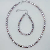 Freshwater Seedless Pearl Set Full String Necklace and Bracelet (5-6mm)AFSS002