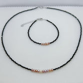 Freshwater Pearl Seedless Pearl Set Spinel Design (3--4mm)AFSS001