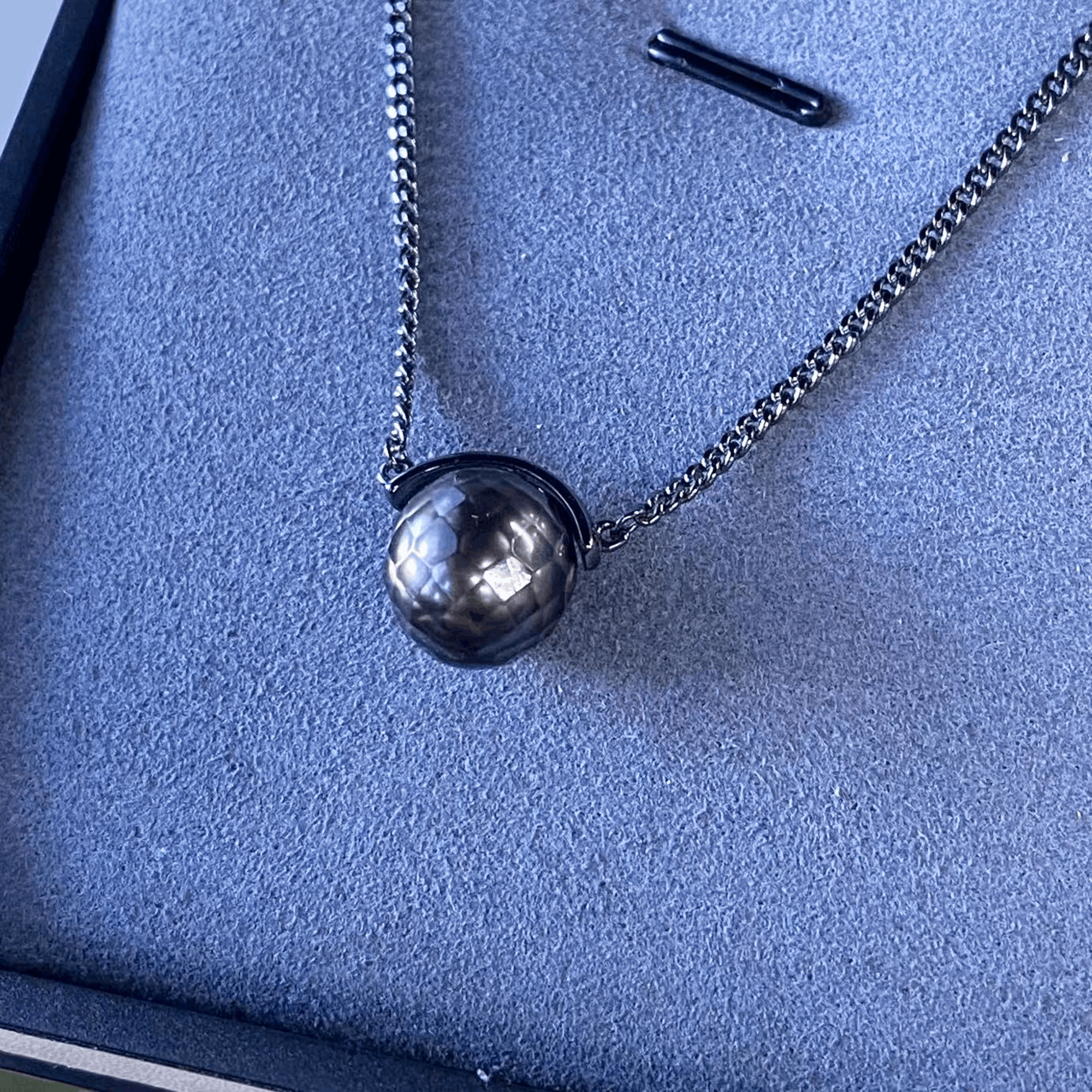 EASTERNPEARLISM S925 Silver Half Round Necklace【Black Knight 】