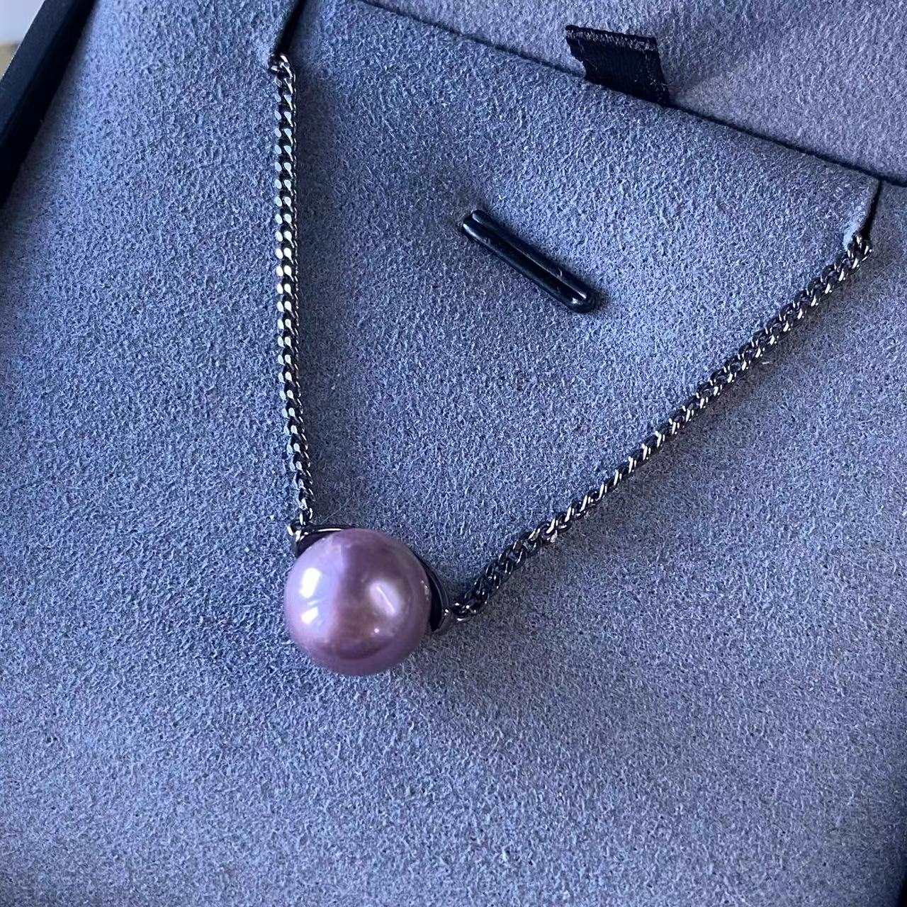 EASTERNPEARLISM S925 Silver Half Round Necklace【Black Knight 】