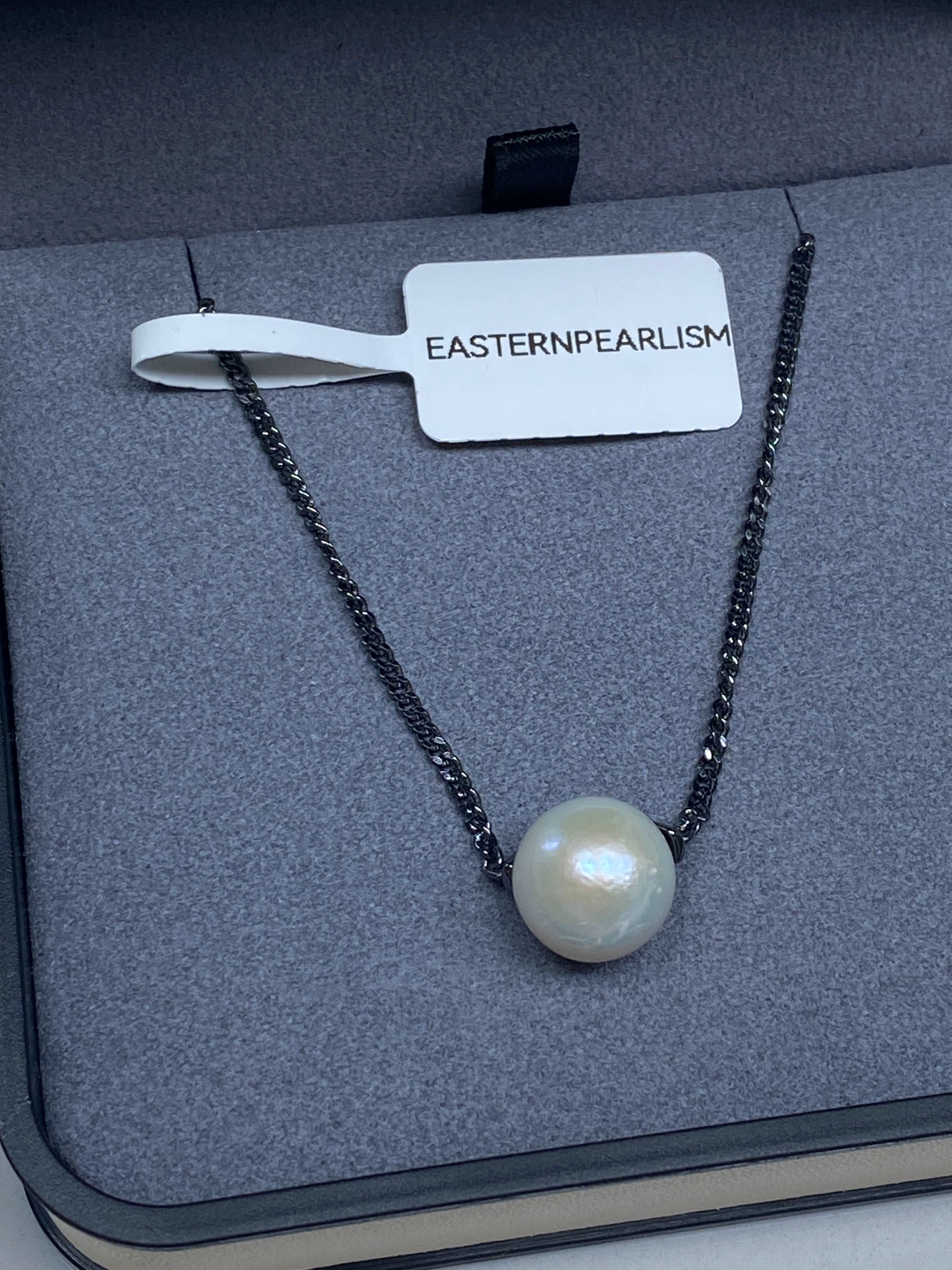 EASTERNPEARLISM S925 Silver Half Round Necklace【Black Knight 】