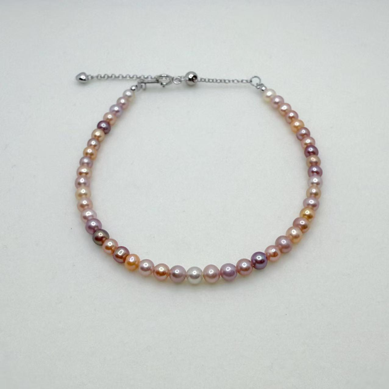 Candy Pearl Jewelry Set Freshwater Ak Pearl Princess Necklace  Bracelet (3-4mm)-AFAS002
