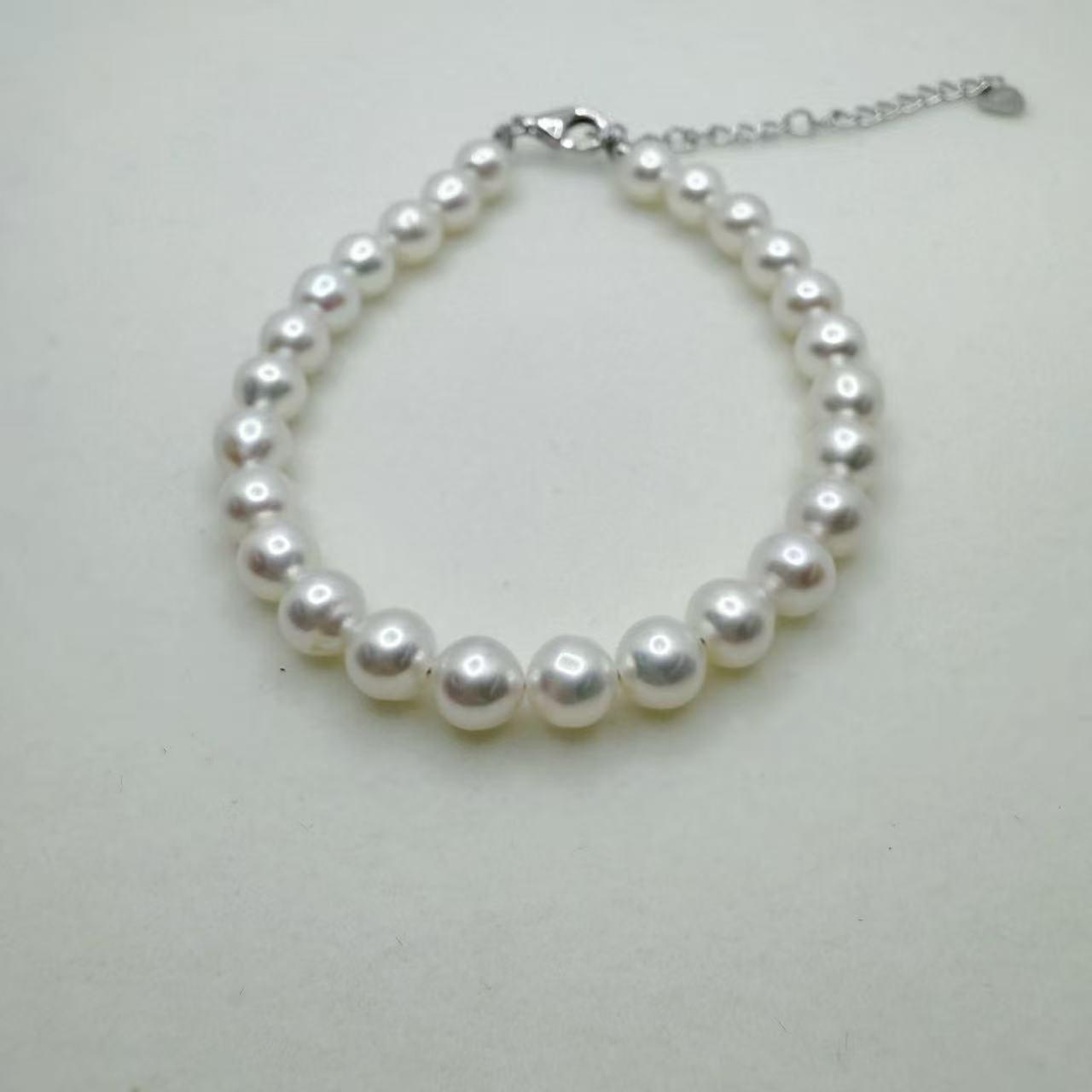 Freshwater AK Pearl Jewelry Set Full String Necklace Close to Round 6mm (40+5mm)-AFAS003