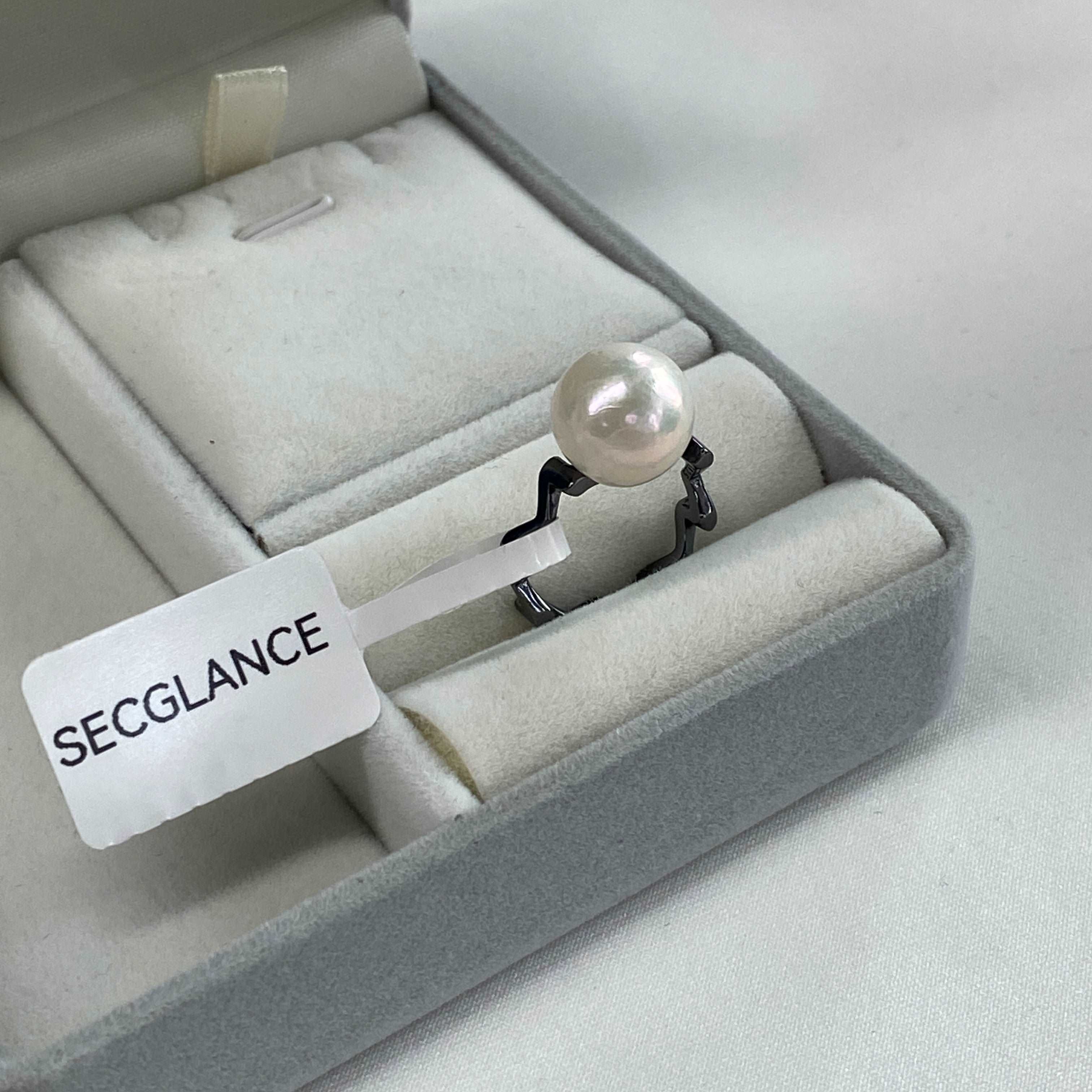 SECGLANCE 【Black Knight 】 S925 Silver Black Small M Ring