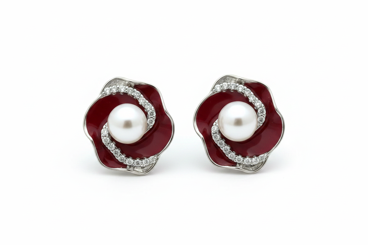 Pearl Earrings  with  Seawater Akoya pearl gift  (1 pearl) [Open in live]｜Freshwater  Pearl  Earrings