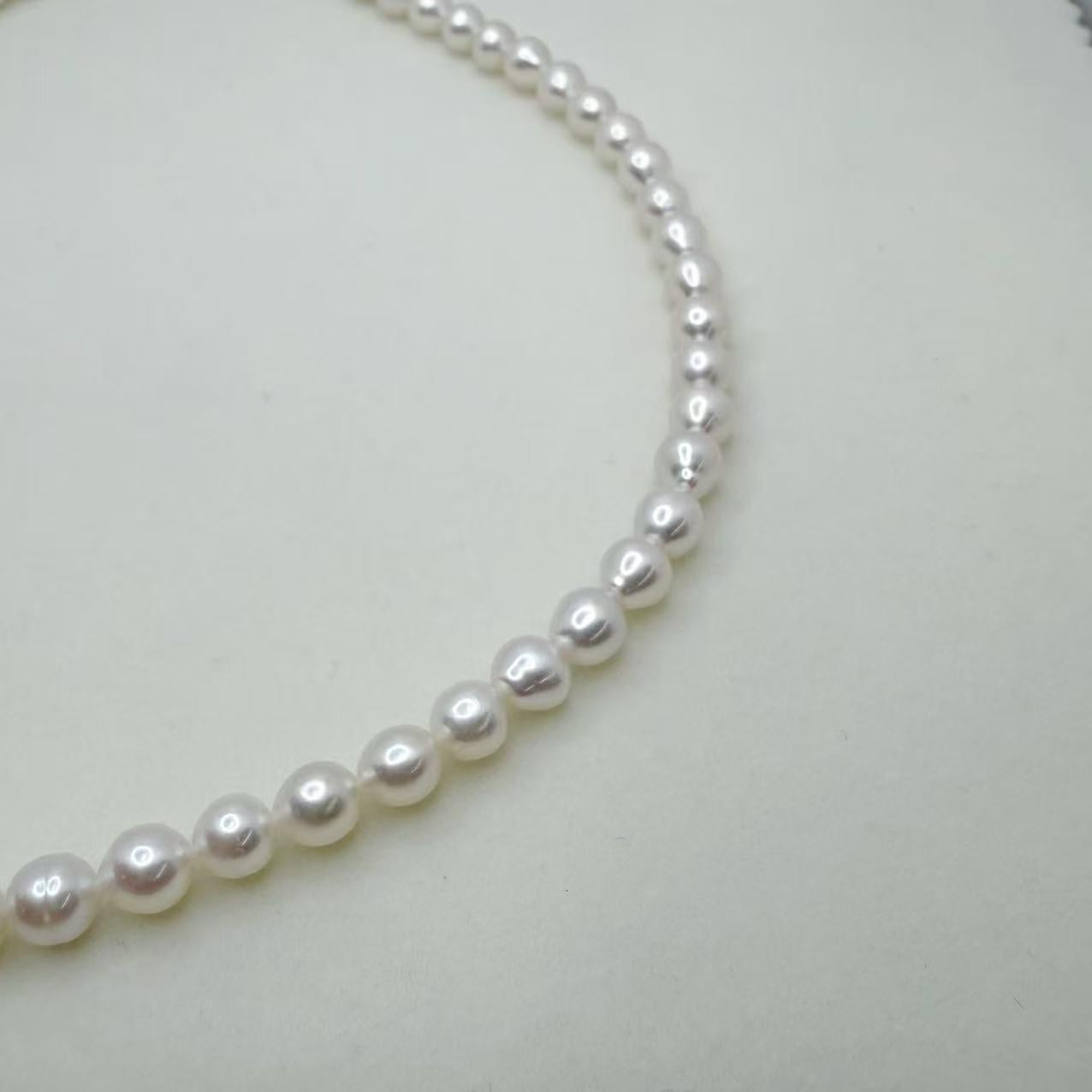 Freshwater AK Pearl Jewelry Set Full String Necklace Close to Round 6mm (40+5mm)-AFAS003