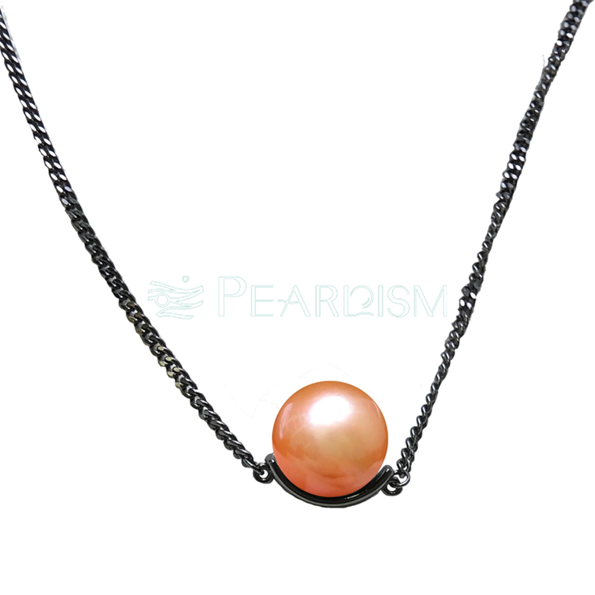 EASTERNPEARLISM S925 Silver Half Round Necklace【Black Knight 】